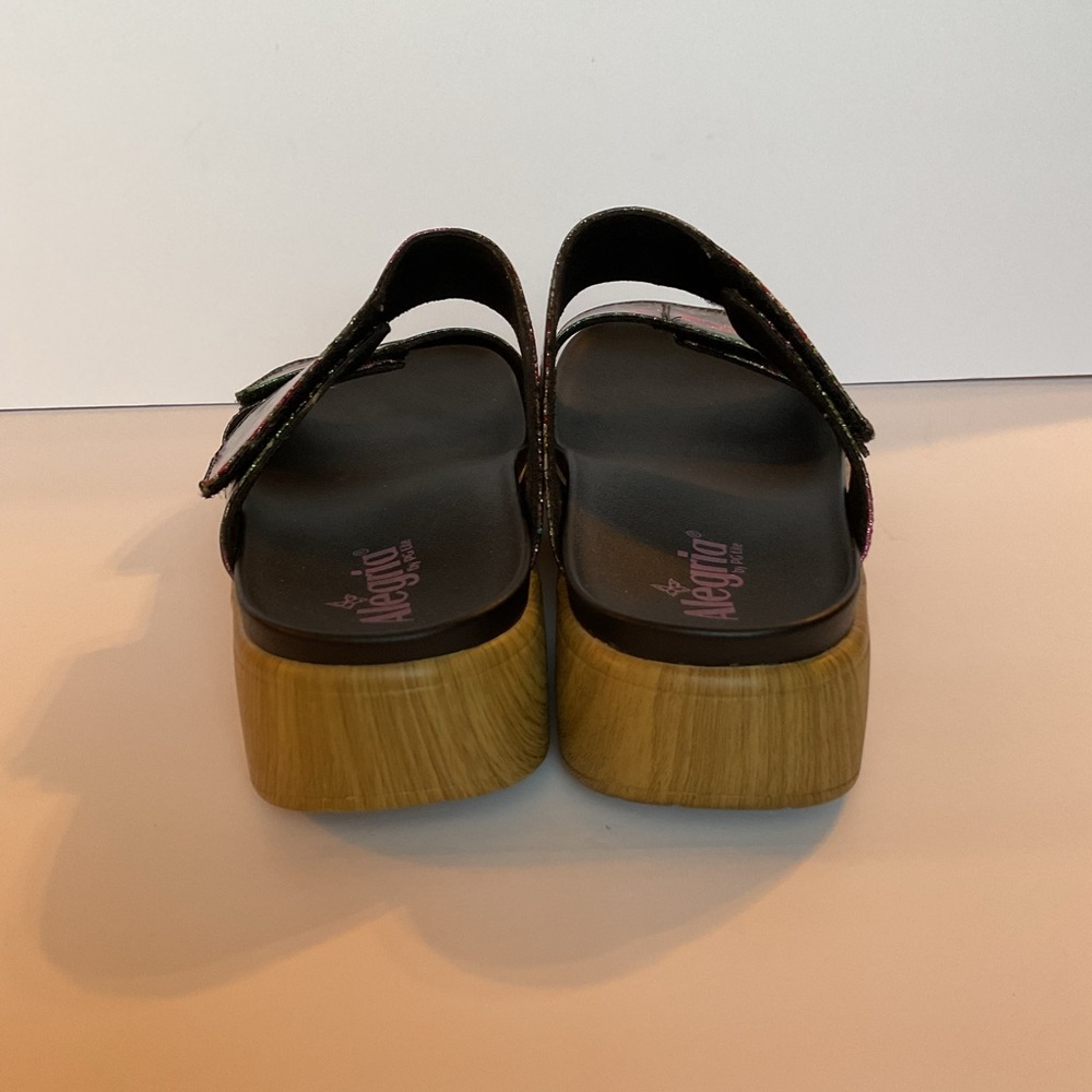 Algeria Lena Pow Wow Glitter Tribal Two Band Slide Platform Sandals Size 9 or 40 - Picture 3 of 10
